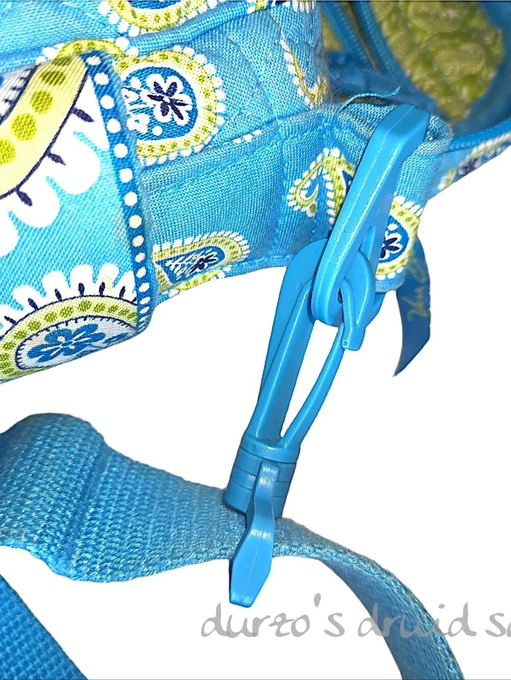 Vera Bradley Quilted Laptop Messenger Bag Blue Paisley Travel Work Tote